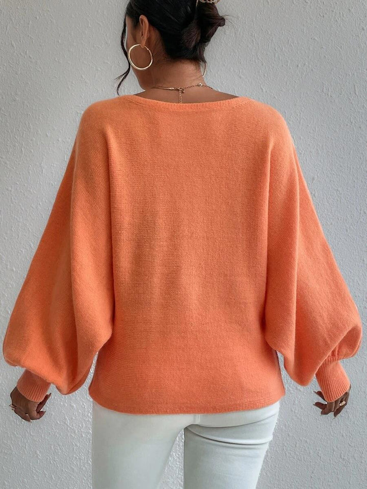 Levoire | Pull Surdimensionné Orange Avec Manches Bouffantes