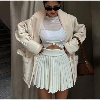 Levoire blouson en cuir avec fourrure