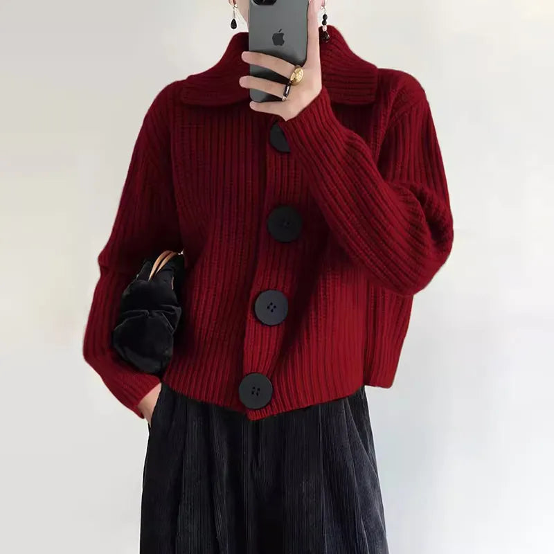 Levoire | Veste En Tricot Élégante Avec Fermeture À Boutons Vin rouge