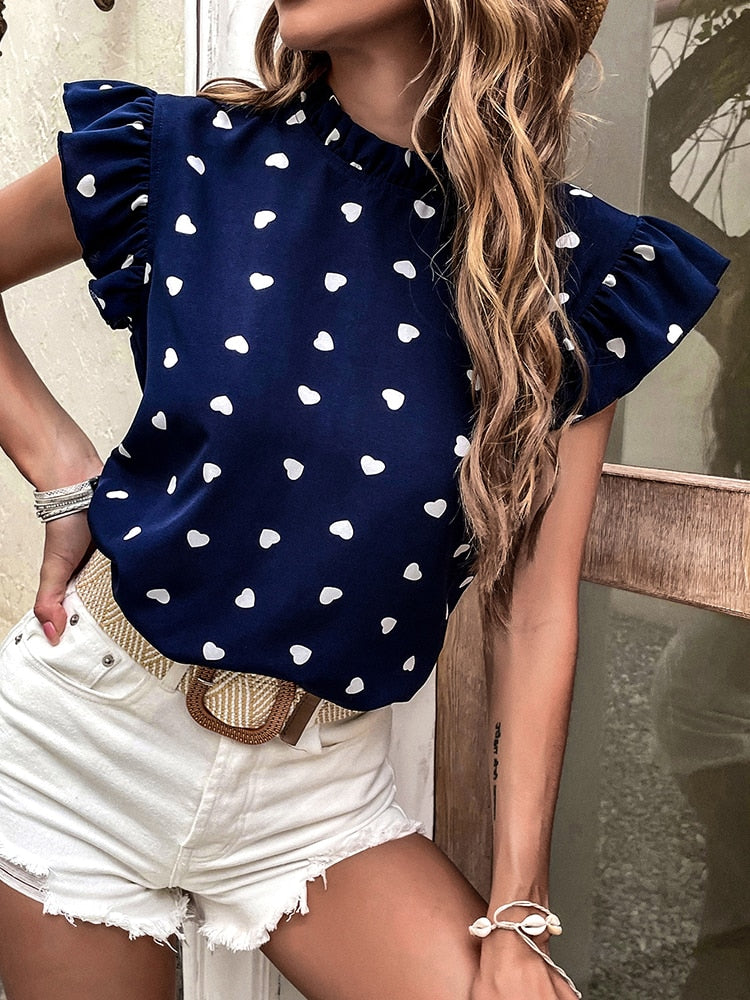 Levoire | Imprimé Cœur Blouse D'Été