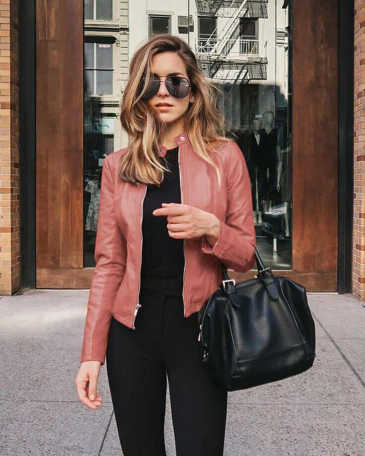 Levoire | Veste En Cuir Slim Fit Pour Femmes Rosa