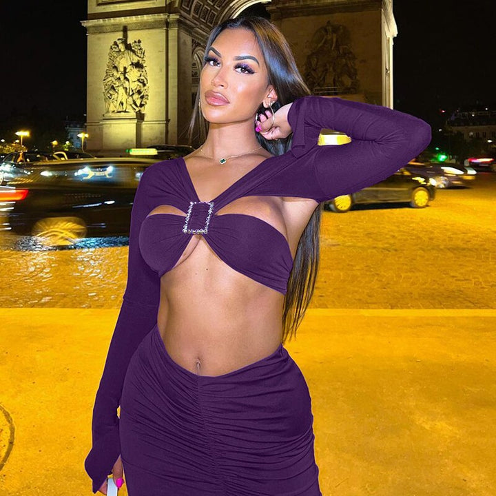Levoire | Top Court À Col En V & Jupe Maxi Taille Haute Lila