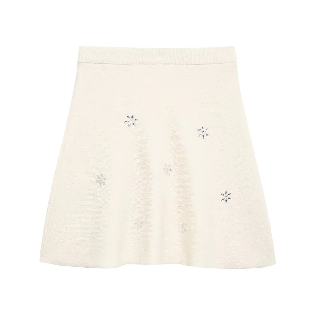 Levoire | Robe Courte Avec Tricot Et Strass jupe blanche