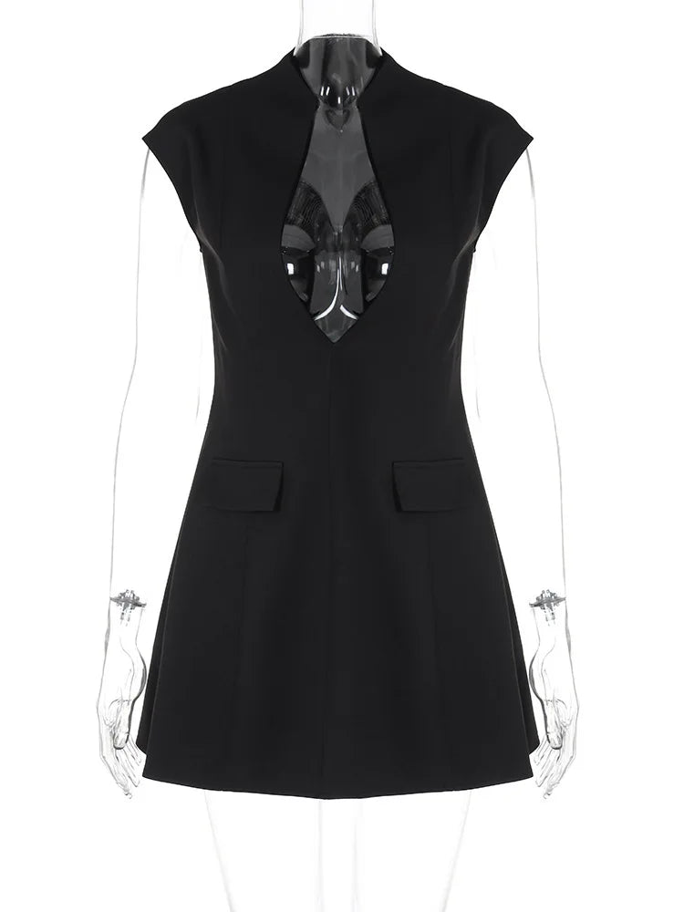 Levoire | Noir Profond V - Sans Manches Mini-Robe