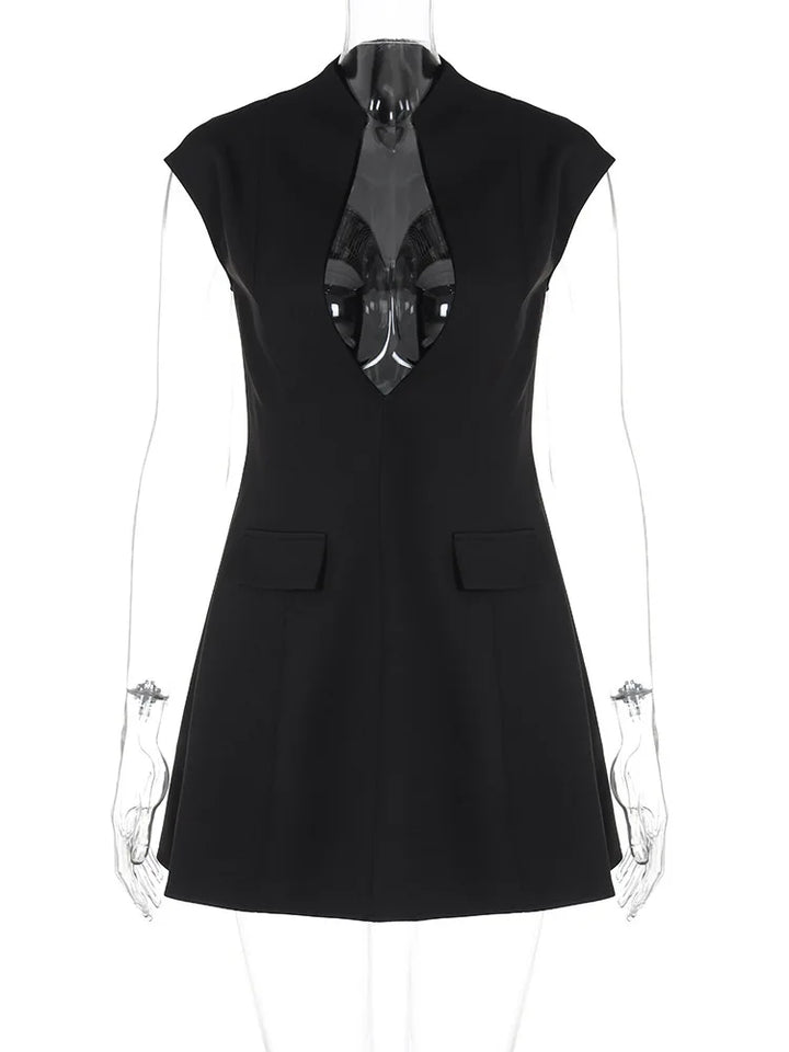Levoire | Noir Profond V - Sans Manches Mini-Robe