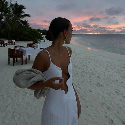 Levoire | Ouvert Robe Maxi À Col V Sans Manches