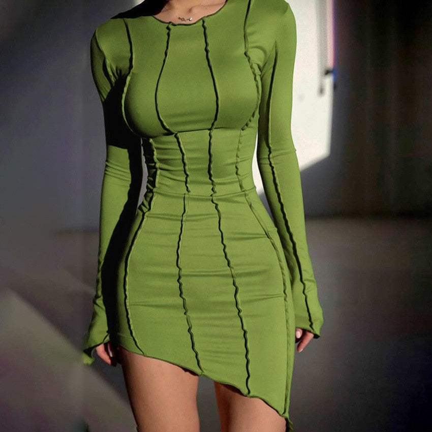 Levoire | Robe Miniracer Avec Manches Longues Et Volants Pour Femmes Vert