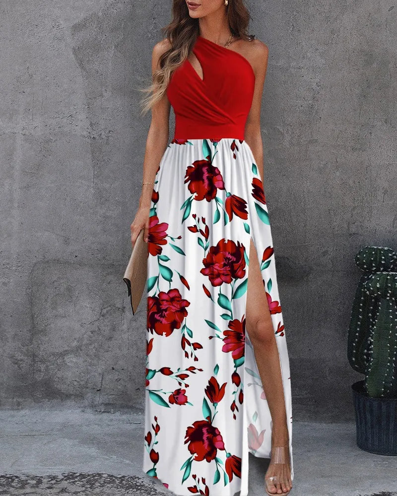 Levoire | Robe Maxi Élégante À Coupe Asymétrique Rot