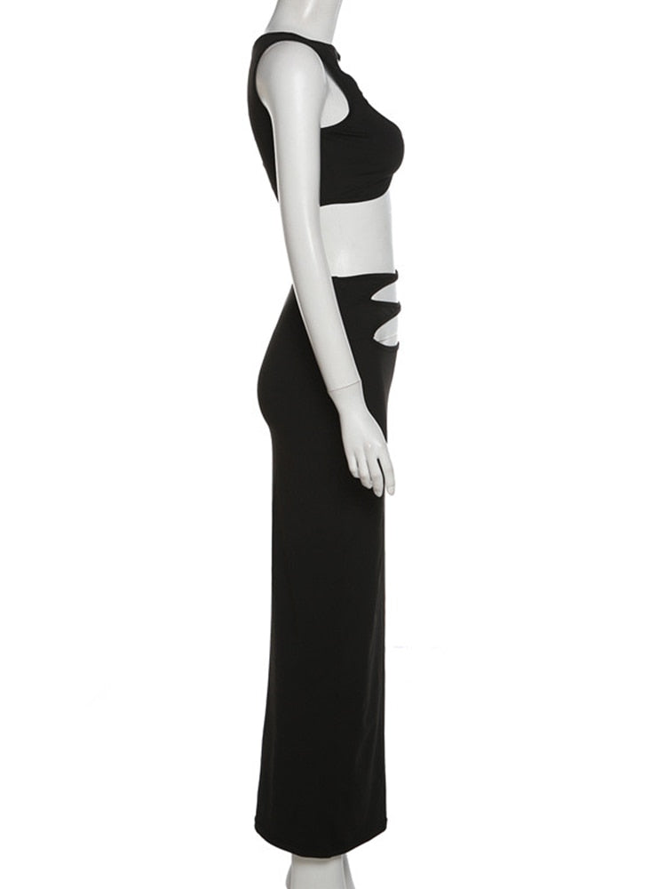 Levoire | Holtiton Sans Épaules Crop Top & Holtiton Jupe Maxi Ensemble