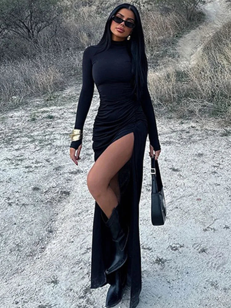 Levoire | Maxi-Kleid Avec Rollkragen Et Beinschlitz