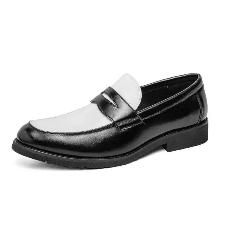 Levoire | Mocassins Pour Hommes En Cuir Noir Et Blanc noir