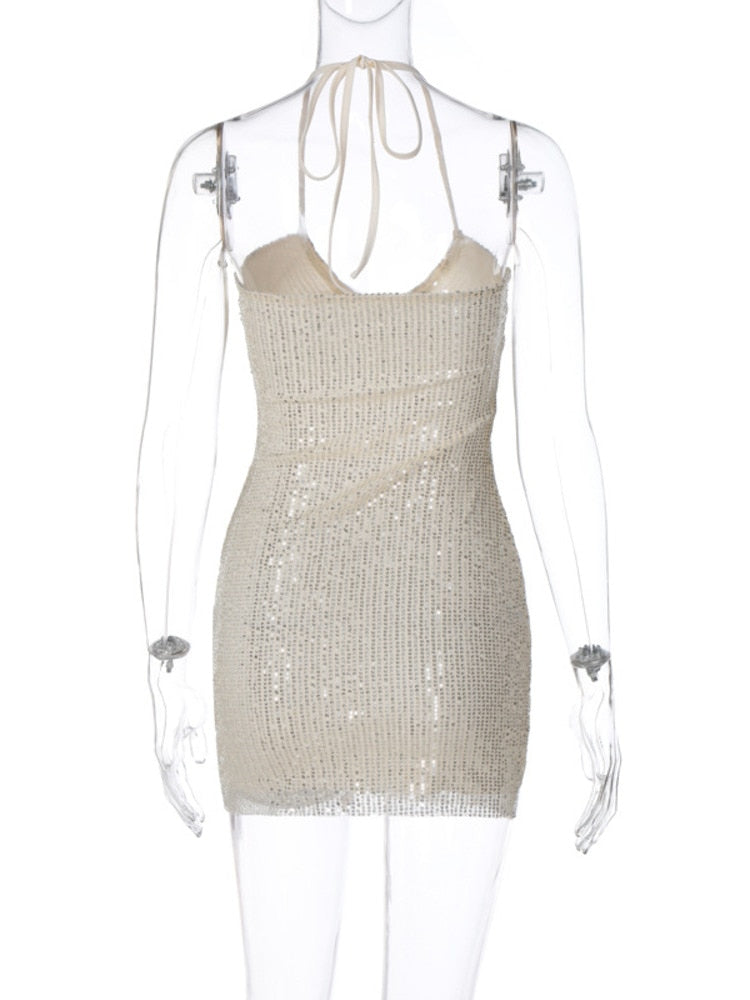 Levoire | Argent Paillettes Haut Sans Bretelles Robe Mini