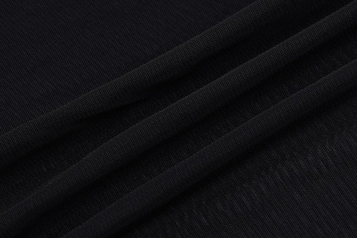 Levoire | Mesh Noir Manches Longues Dos Nu Transparent