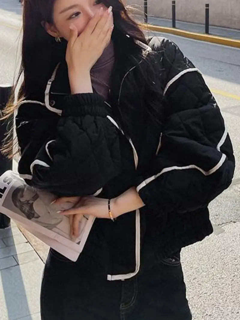 Levoire | Parka D'Hiver Femme Détails Contrastés Noir