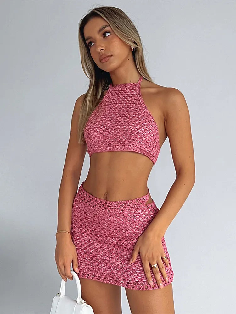 Levoire | Col Rigide À Lacets Avec Un Top À Dos Nu Et Un Ensemble De Mini-Jupe