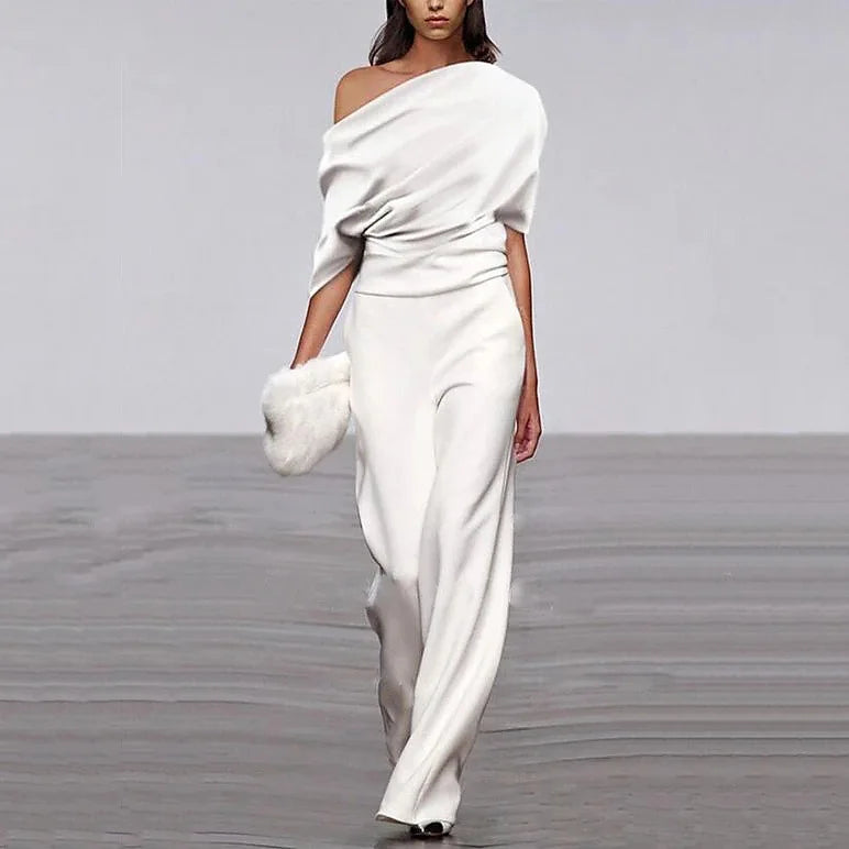 Levoire | Ensemble De Printemps Élégant Avec Décolleté One Line Blanc