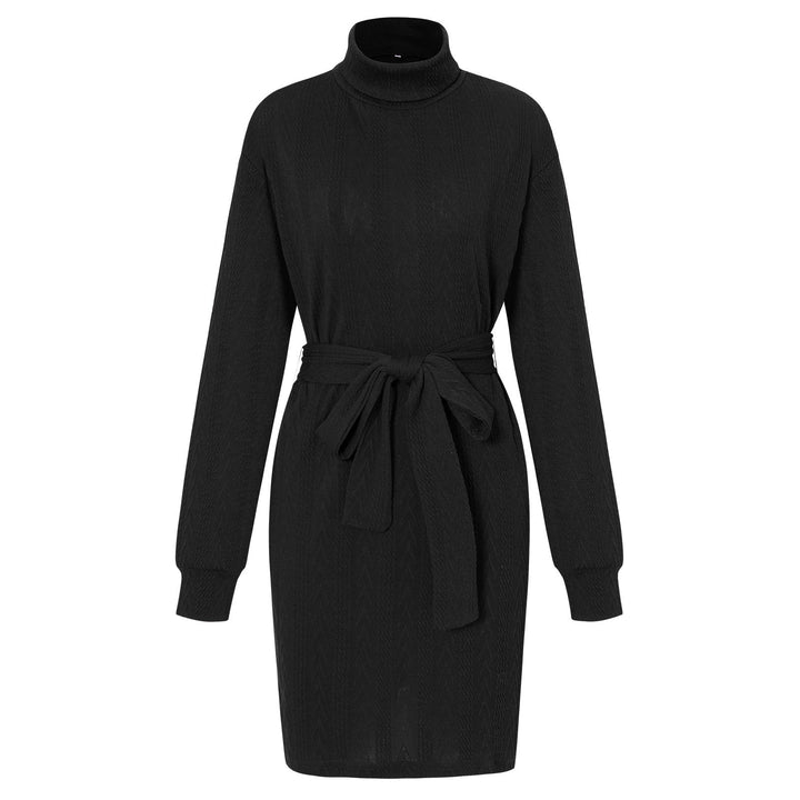 Levoire | Robe Mini Ceinturée Col Roulé Noir