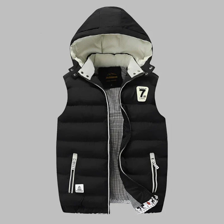 Levoire | Veste Intermédiaire Rembourrée En Gilet Avec Capuche Pour Hommes Noir