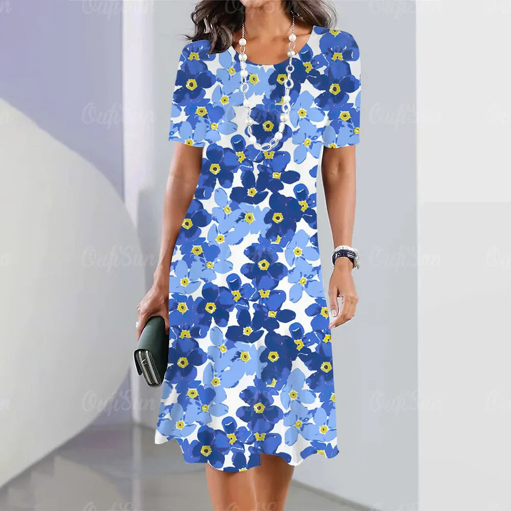 Levoire | Robe Élégante À Fleurs Imprimées Pour Femmes Blumenbleu