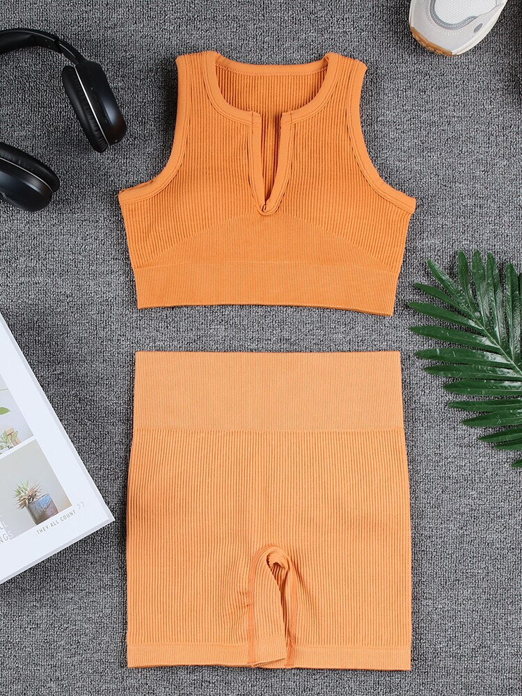 Levoire | Ensemble De Yoga (Court) Avec Un Ajustement Magnifique Orange