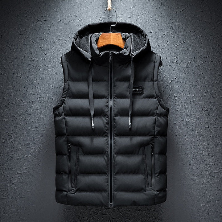 Levoire | Gilet avec Design Matelassé et Capuche pour l'Automne Noir