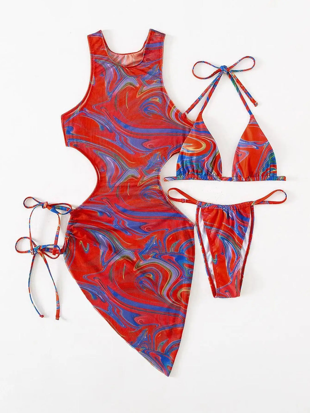 Levoire | Bikini Avec Ensemble De Robe De Plage Rot