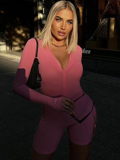 Levoire | Eng Ajusté Zip Combinaison Rosa court