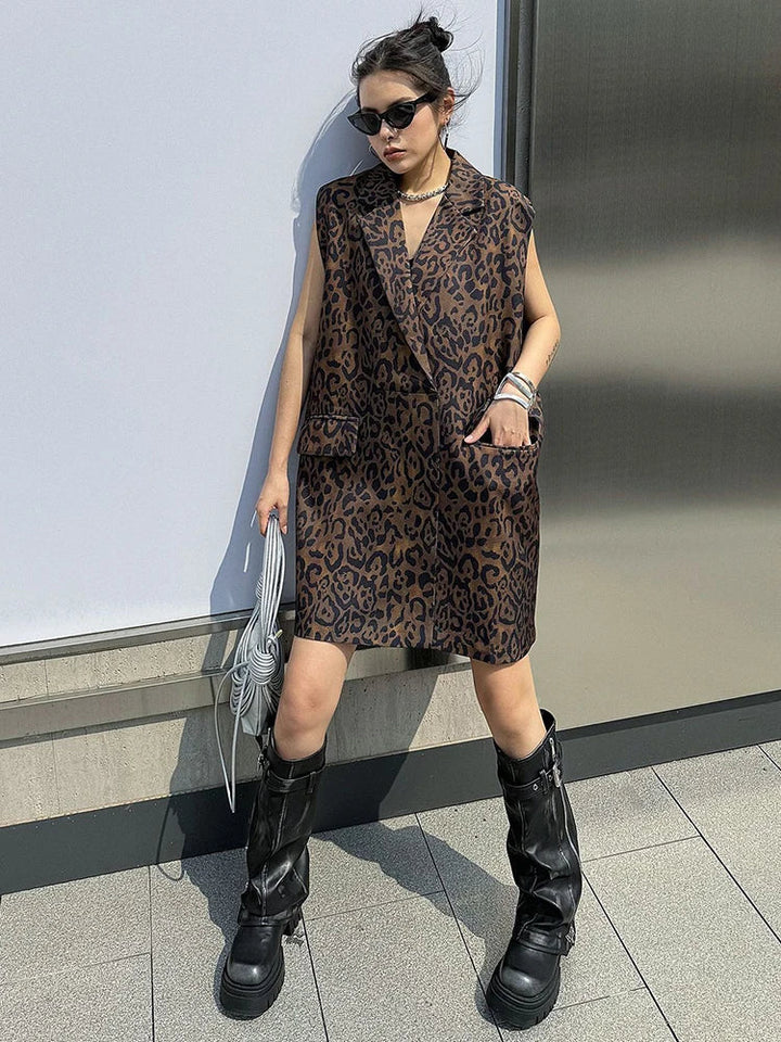 Levoire | Motif Léopard Robe Mini Oversize Lâche