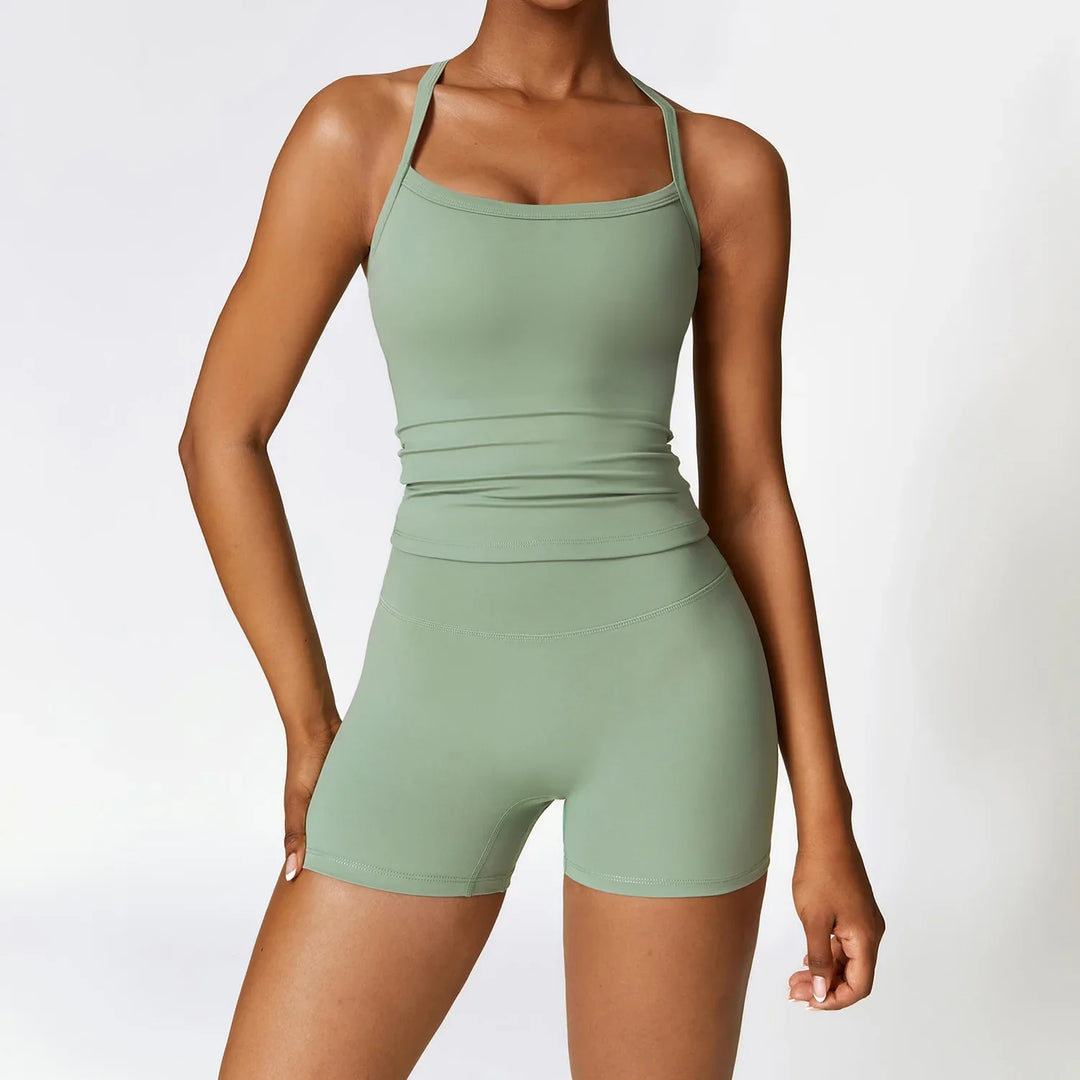 Levoire | Ensemble De Homewear Leggings Courtes Et Top À Bretelles Vert