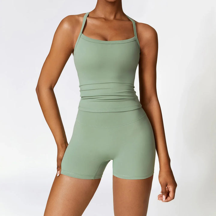 Levoire | Ensemble De Homewear Leggings Courtes Et Top À Bretelles Vert