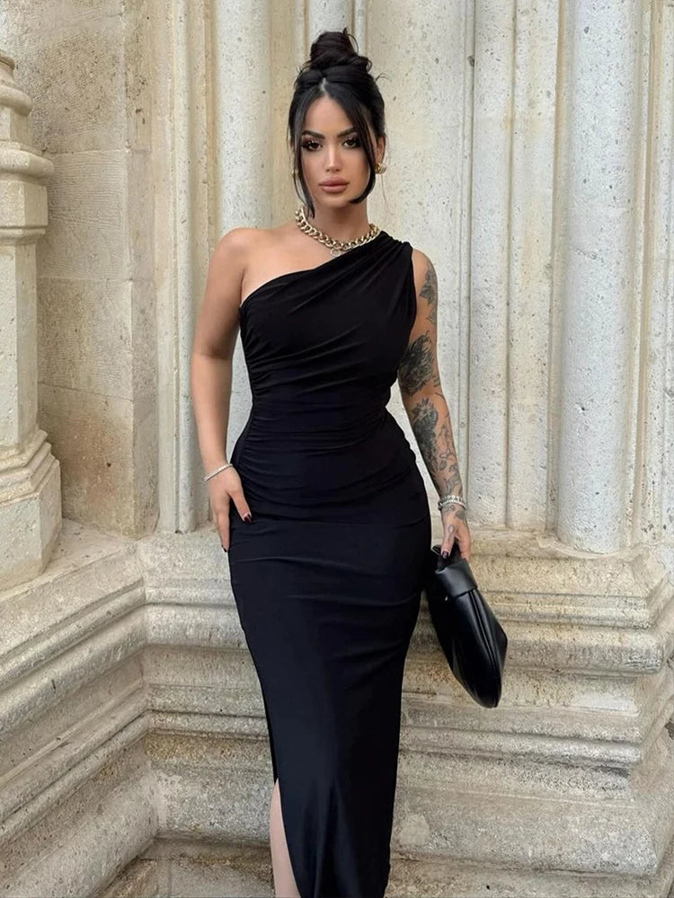 Levoire | Élégante robe slim fendue Black