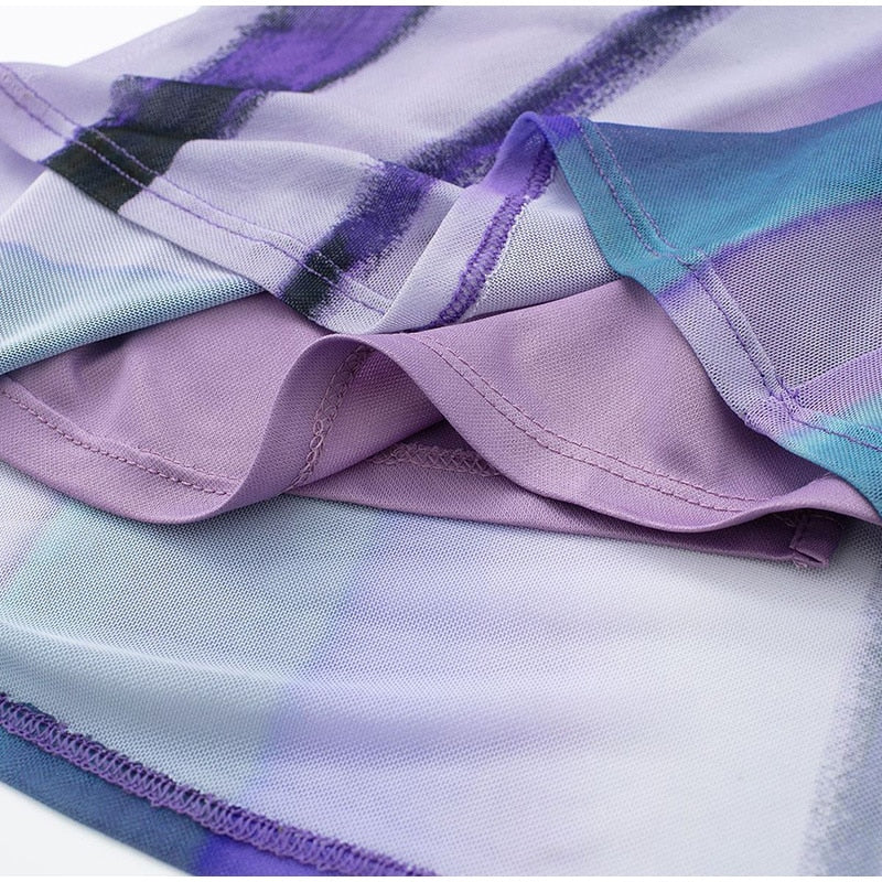 Levoire | Long Striped Tulle Strap Dress