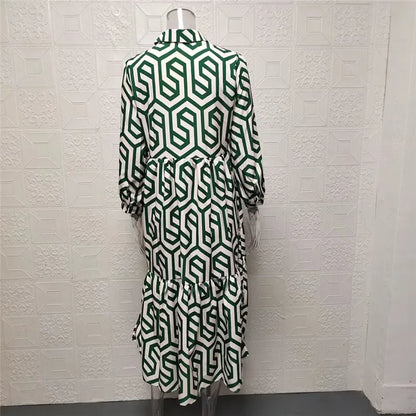 Levoire | Femme Robe à manches longues à motifs géométriques