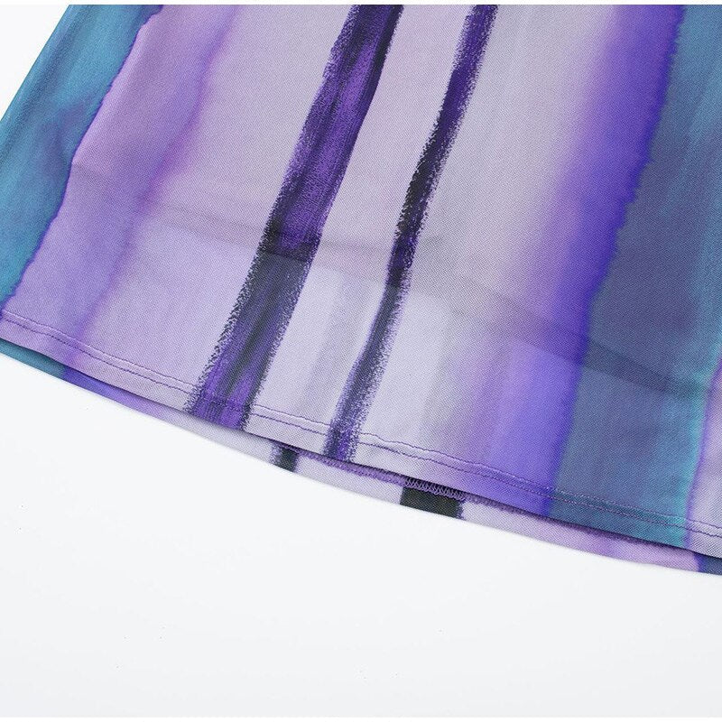 Levoire | Long Striped Tulle Strap Dress