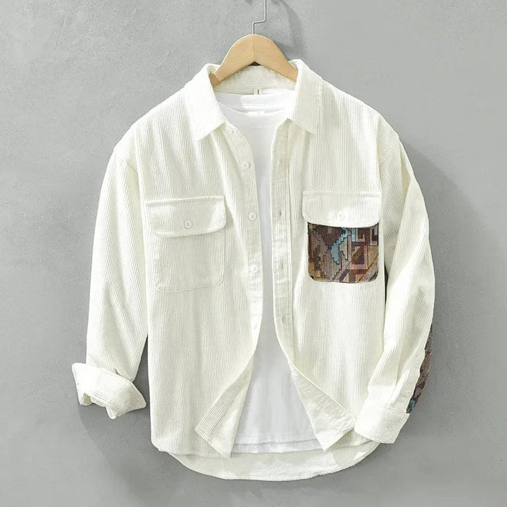 Levoire | Chemise Boutonnée Avec Poches Pour Hommes Blanc