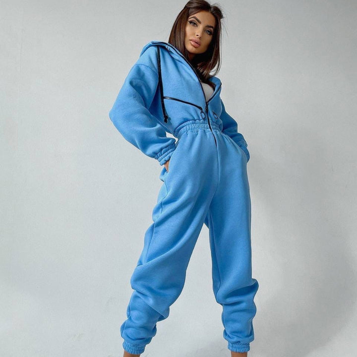 Levoire | Combinaison Tendance Avec Capuche En Sweat Pour Femmes Bleu