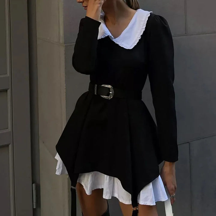 Levoire | Robe Élégante Avec Des Blocs De Couleur Et Des Volants Ludiques