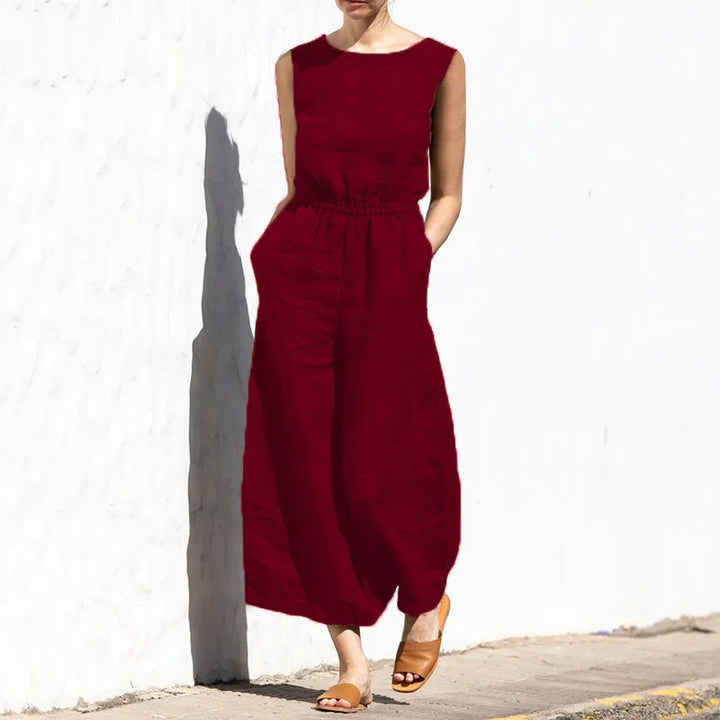 Levoire | Combinaison En Coton Lin Design Rouge vin