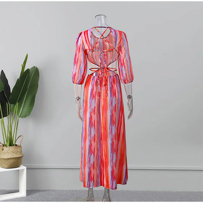 Levoire | Robe Dos Nu À Lacets À Rayures