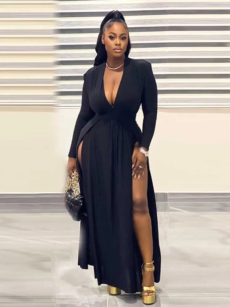Levoire | Élégante Robe Grande Taille Noir