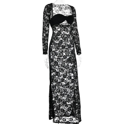 Levoire | Décolleté Ouvert Avec Des Bretelles En Dentelle Robes Maxi