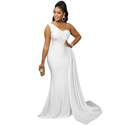 Levoire | En- Épaule Haute Combinaison Robe Maxi Blanc
