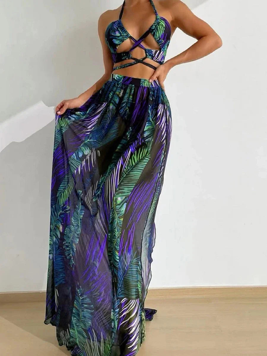 Levoire | Bikini Croisé Avec Robe De Plage Violet