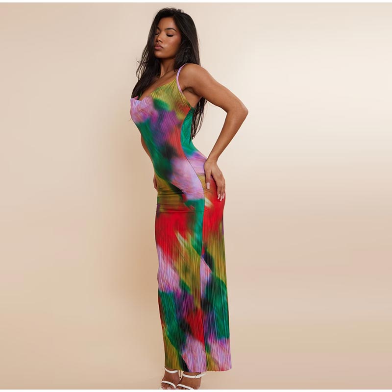 Levoire | Robe Maxi Plissée Imprimée Batik
