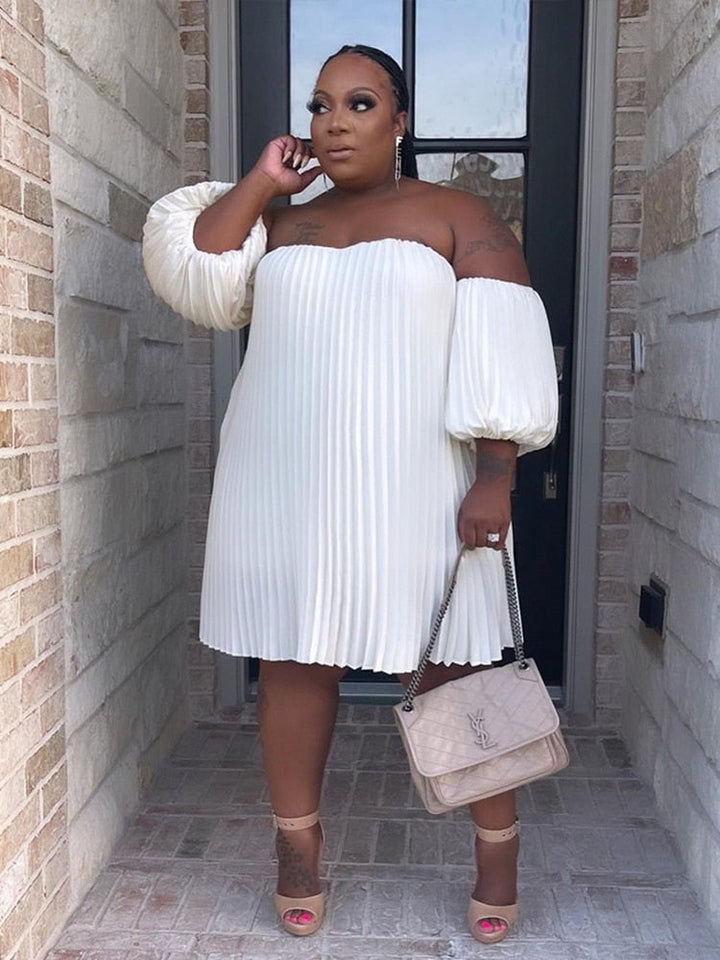Levoire | Robe Sans Manches En Chiffon À Épaules Dénudées Plissée Blanc