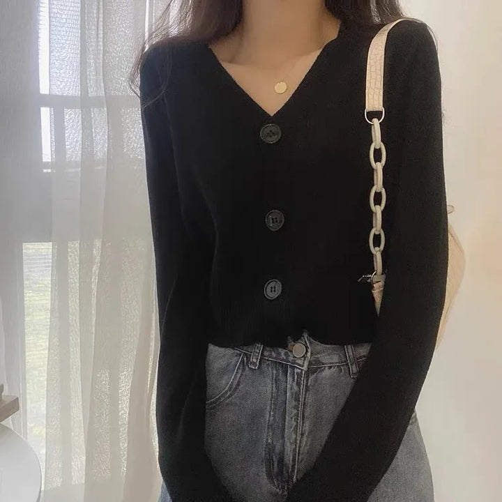 Levoire | Gilet Moderne Pour Femmes Avec Décolleté En V Et Boutons Noir-2 Taille unique