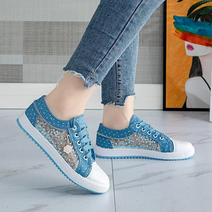 Levoire | Chaussures À Lacets Bleues Tendance En Toile Pour Un Usage Quotidien Confortable