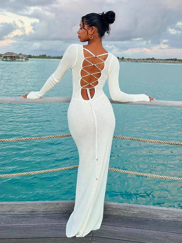 Levoire | Robe Maxi À Pli Ouvert Tricoté