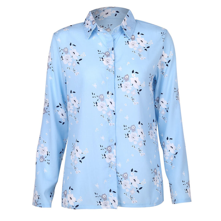 Levoire | Chemise À Fleurs À Manches Longues Avec Boutonnière Bleu clair