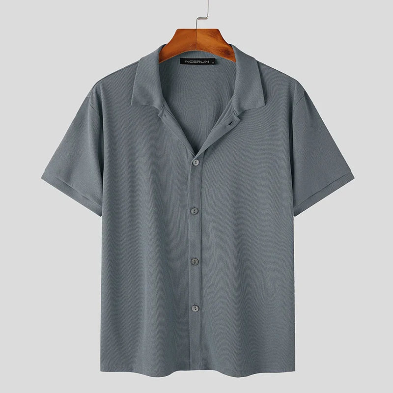 Levoire | Luxe Décontractée Chemise Manches Courtes Bleu